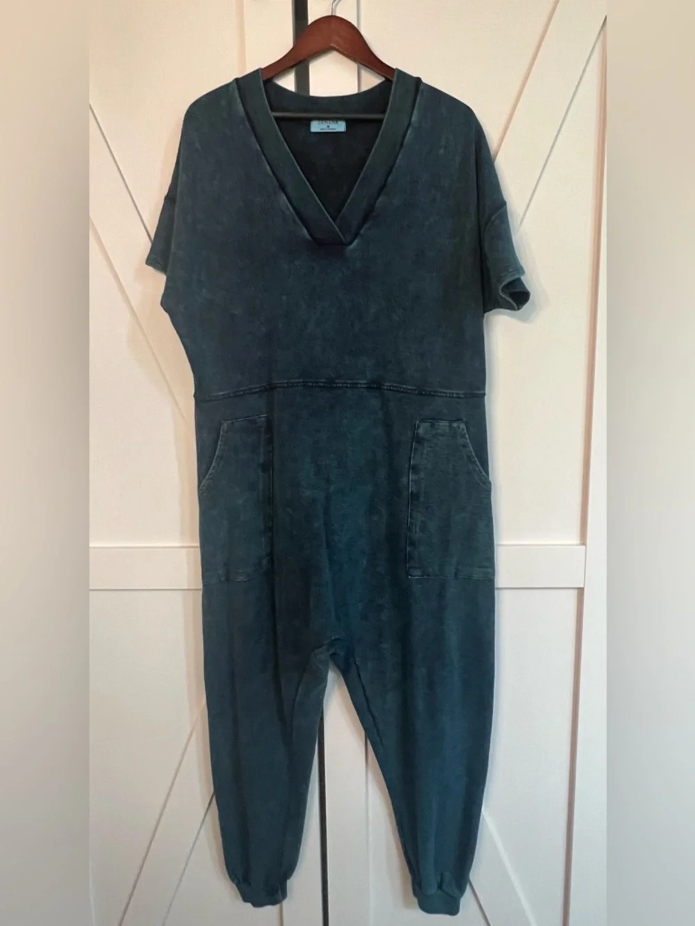 Zenana Outfitters Teal V-Neck One-Piece Bodysuit - Picture 1 of 6